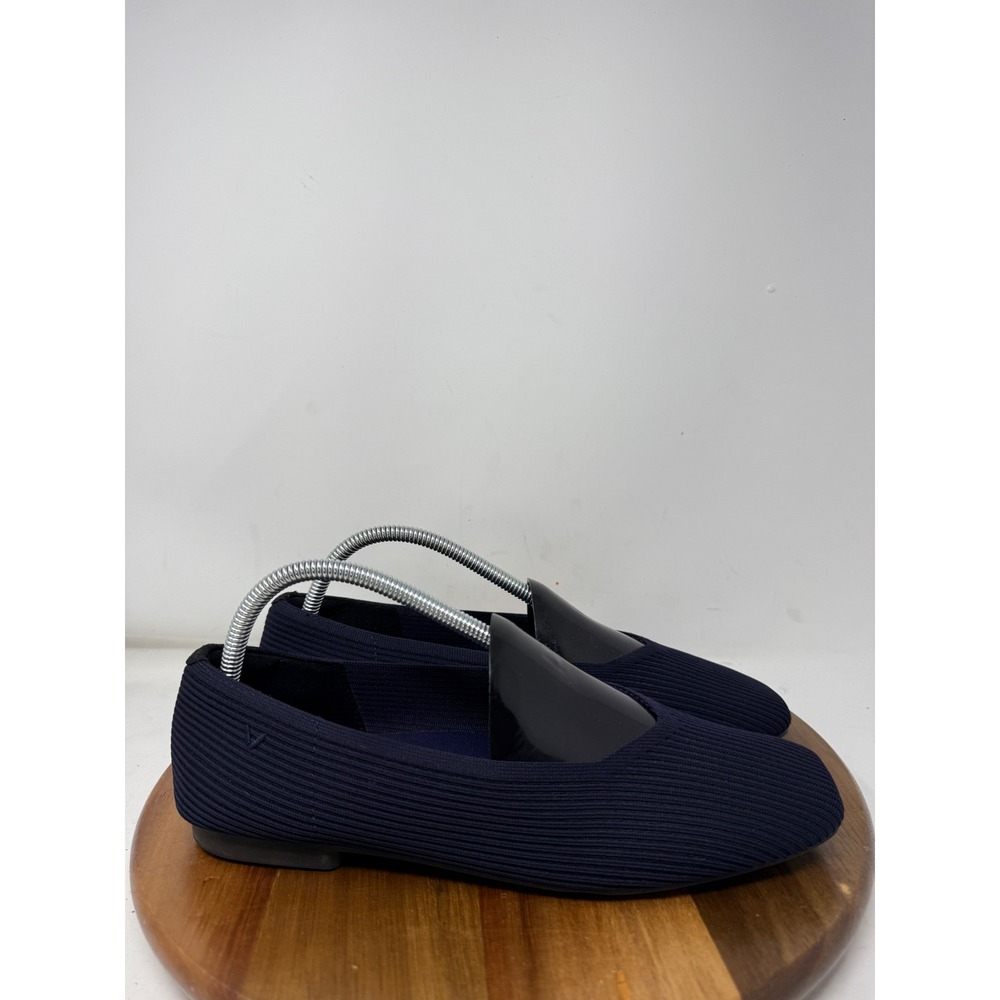 Vivaia Margot Navy Blue Square Toe Knit Loafers Womens Size 41 Flat Shoes